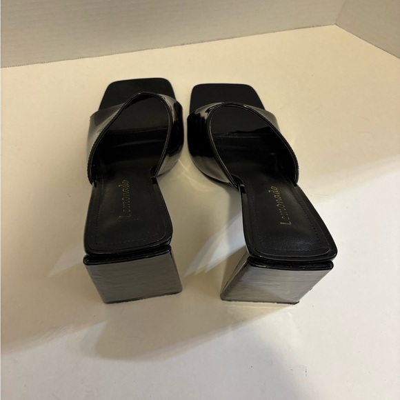 🔵LEMONADE Patent Faux Leather Black Block Heeled Mules - Picture 7 of 11